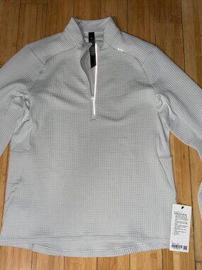 LULULEMON WAFFLE-KNIT, LIGHT GRAY LONG SLEEVE MENS SHIRT- SIZE L/ BRAND NEW